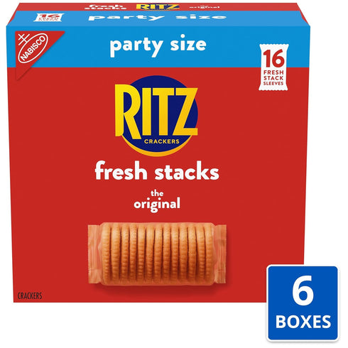 6 (96 Packs) RITZ Fresh Stacks Original Crackers, Bulk Travel Snacks, Party Size, School Snacks, Boxes Multi Snack