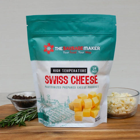 2 Lbs 1/4" 400 Summer The Sausage Maker High Temp Swiss Cheese Hi-Temp Cheese For Sausage Making, Diced Cube