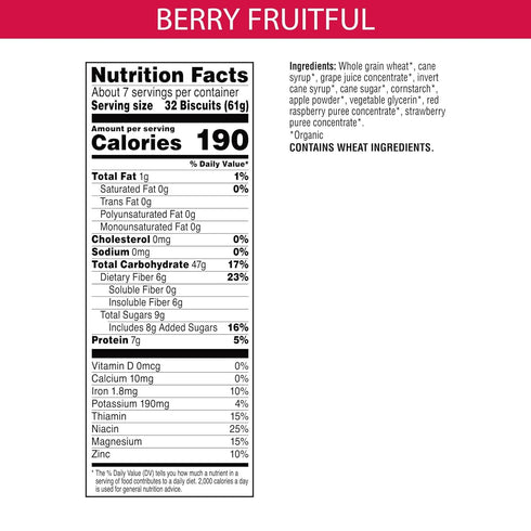 15.6oz (1 Kashi Breakfast Cereal, Vegan Protein, Organic Fiber Cereal, Berry Fruitful, Box Box)