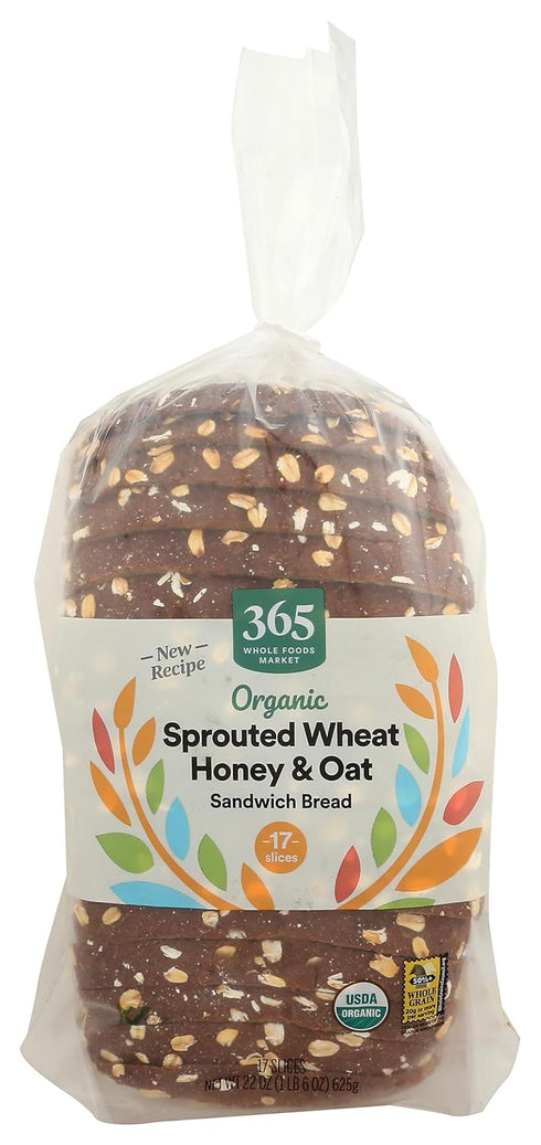 365 by Whole Foods Market Organic Sprouted Honey Oat Sandwich Bread, 22 OZ