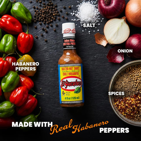 (4 oz /120 ml), (Pack 2) El Yucateco XXXtra Hot Habanero Sauce Authentic Mexican Chile Habanero Sauce, Extra Heat, fl