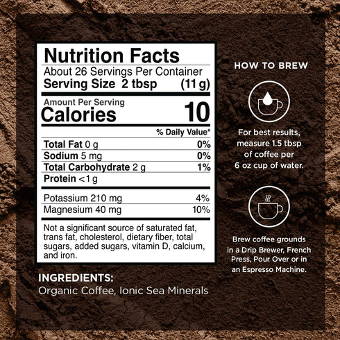VitaCup Mineral Coffee, Hydrate & Restore with Sea Minerals, Electrolytes, Organic Medium Dark Roast, 10oz