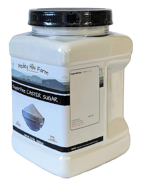 Superfine Caster Sugar by Medley Hills Farm, 2.5 lbs in Reusable Container for Baking