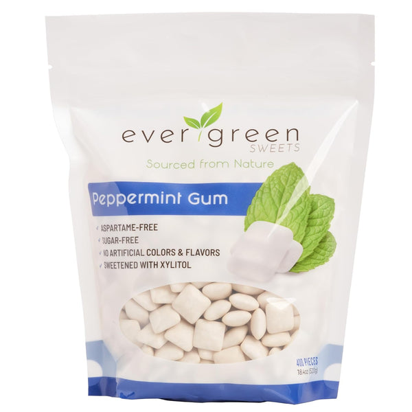 Evergreen Sweets Chewing gum - 400 Pieces Per Bag - Natural Peppermint Gum Made
