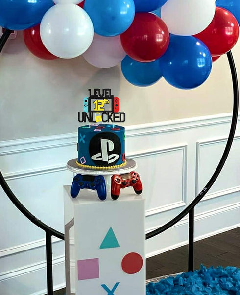 Level 12th Unlocked Cake Topper for Video Game Theme Birthday Anniversary Celebration Gaming Party