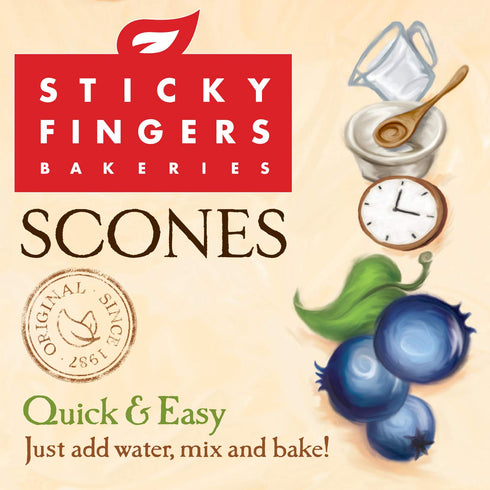 12 (6pk) English Scone Mix, Wild Blueberry by Sticky Fingers Bakeries Easy to Make English Scones Fresh Baked, Makes