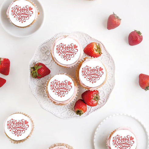 Foowztao 40Pcs Edible Valentines Day Cupcake Toppers Sweet Love Be Mine Valentines Cupcake Valentine Cake Topper