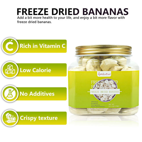 6OZ/170G Freeze Dried Bananas, Freeze Dried Fruit, Drie-d Banana Chips Natural, No Add Sugar, Fruit Snacks