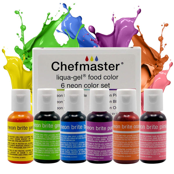 Chefmaster - Neon Liqua-Gel Food Coloring - Fade Resistant - 6 Pack