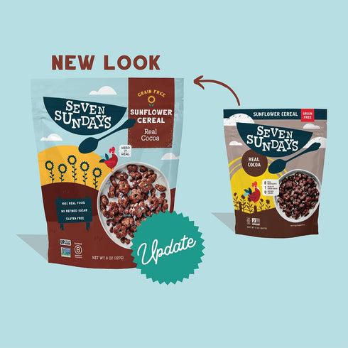 8 Oz (Pack 3), 5g 1g Seven Sundays Sunflower Cereal, Real Cocoa, Bag of Grain & Gluten Free, Upcycled Protein, Added