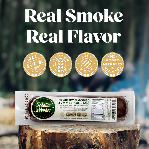 Summer 6 Oz (Pack 2) Schaller & Weber Hickory Smoked Pork Sausage, of | Ready to Eat German Smoked Sausage Meat Snack