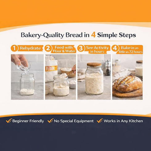 72 Cultures for Health Rapid Sourdough Starter - Bake Artisan Sourdough Bread in Hours - Dehydrated Live Culture