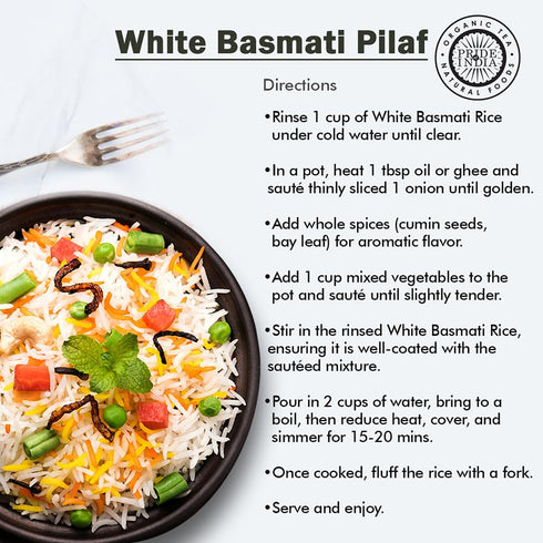1.5 Pride Of India - Extra Long Indian Basmati Rice - Naturally Aged Aromatic Grain, Pound Jar