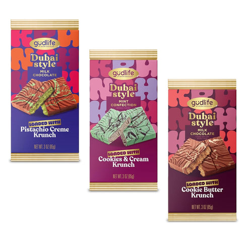 1 3oz Gudlife Dubai Style Milk Chocolate Pistachio Creme Bar, Gourmet Milk Chocolate Bar with Creamy Pistachio Filling