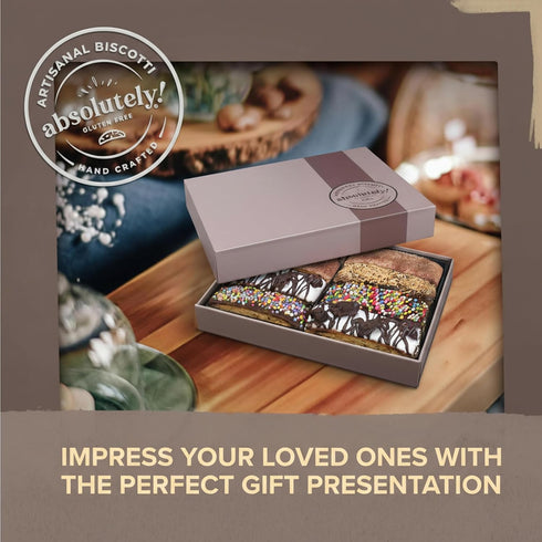 8 Absolutely Gluten Free Artisanal Chocolate Covered Biscotti Gift Box | Grain, Dairy, Gluten and Dye Free | Christmas