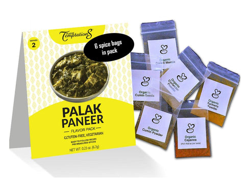 Set. 1 pack, 2. PALAK (SAAG) PANEER India Food Spice kit by Flavor Temptations. Home Cook CURRY Dishes with Beginner