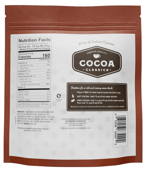 COCOA CLASSICS 14.8 oz (Pack 1) Chocolate Supreme Cocoa Mix Hot Chocolate Made with Nonfat Milk Just Add Hot Water Make