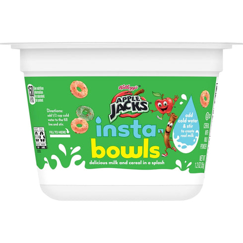 Apple Jacks (6 Insta-Bowls Cold Breakfast Cereal, Instant Cereal, Kids Snacks, Original Cups)