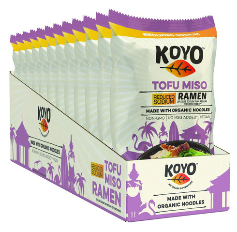 2.1 Package (12 Pack) Koyo Ramen Soup, Tofu Miso Reduced Sodium, Made With Organic Noodles, No MSG, No Preservatives