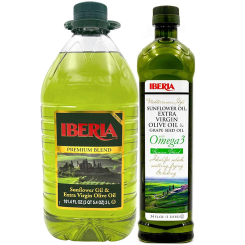 Iberia Sunflower & Extra Virgin Olive Oil Blend, 3 Liter + Iberia