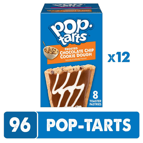 (96 Pop-Tarts Toaster Pastries, Lunch Snacks, Frosted Chocolate Chip Cookie Dough Pop-Tarts)