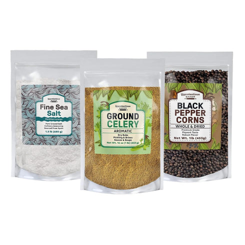 Unpretentious Bloody Mary Bundle, Various Sizes, Celery Seed, Fine Sea Salt, and