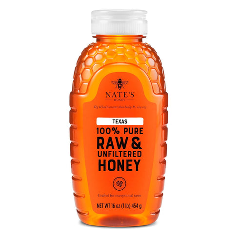 Nate's Texas 100% Pure, Raw & Unfiltered Honey - 16 oz. Squeeze