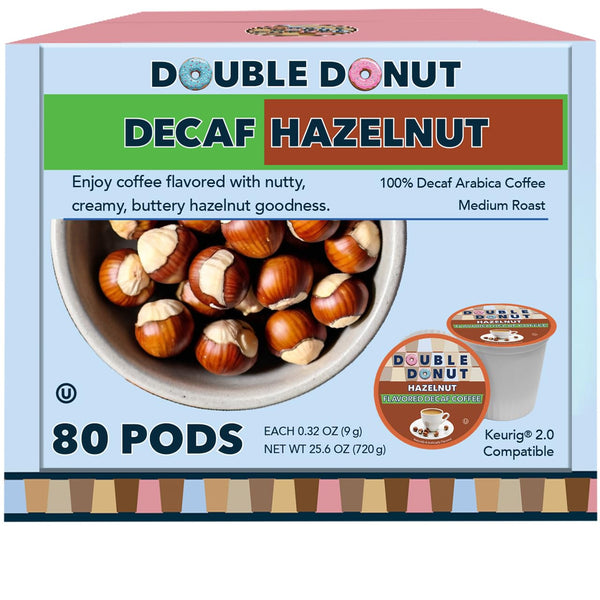 Double Donut Coffee Flavored Decaf Coffee, Decaf Hazelnut Coffee, Decaf Coffee Pods