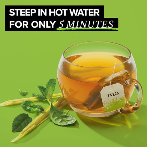 96 (16ct Pack 12) TAZO Organic Zen Green Tea Bags, Caffeine Free Tea with Refreshing Lemongrass & Spearmint, Total Tea
