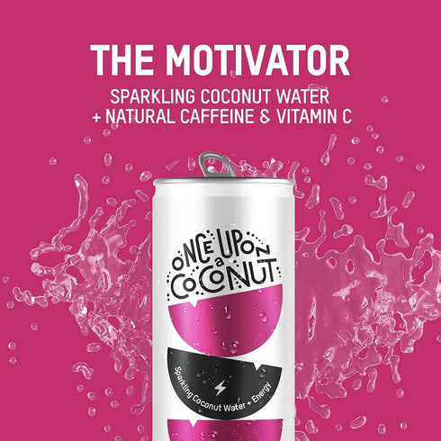 10.8 Oz (Pack 12) Once Upon a Coconut Sparkling Coconut Water + Energy - Low Calorie All-Natural Drink