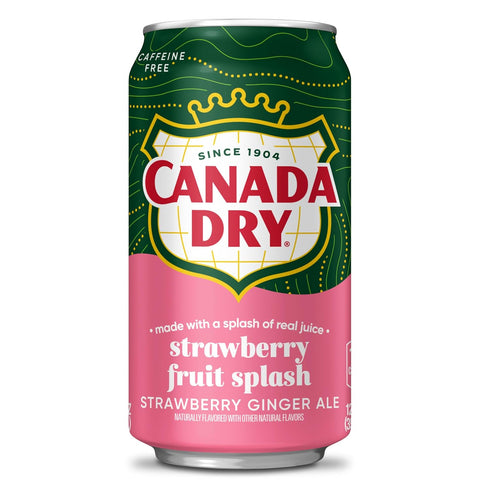 12 oz 12 pack Canada Dry Fruit Splash Strawberry Ginger Ale Soda, fl cans
