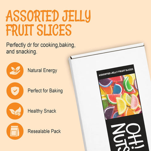 5lb Gummy (150 Oh! Nuts Jelly Fruit Slices Large Assorted Sugar Candy - Bulk Bag | Traditional Old Fashioned Chewy