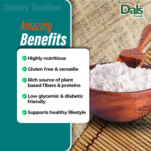 Dals Foods 100% Packaged Healthy Nutritious Fufu, Dieters' Swallow | Natural Flour, Low-Carb, Plant-Based Fiber