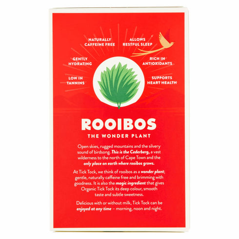 40 Count TICK TOCK TEAS Organic Rooibos Tea Bags, Organic Original Rooibos Tea