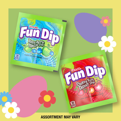6.88 oz (16 LIK-M-AID Fun Dip Easter Candy, Wonderous Watermelon and Strawberry Licious, Easter Candy, pouches)