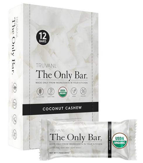Truvani Plant Based Snack Bars | Coconut Cashew 12 Pack | 5g