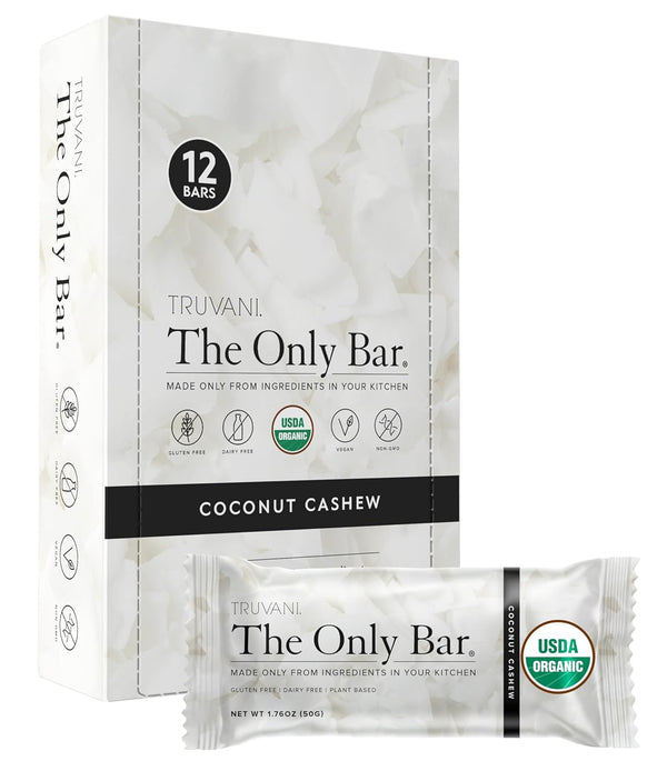 Truvani Plant Based Snack Bars | Coconut Cashew 12 Pack | 5g