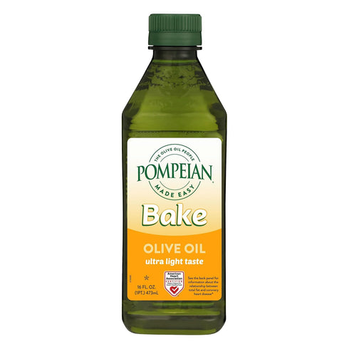 Pompeian Made Easy Bake Olive Oil, 16 Fl Oz, Ultra Light Taste for Baking Brownies and Cakes, Non-GMO