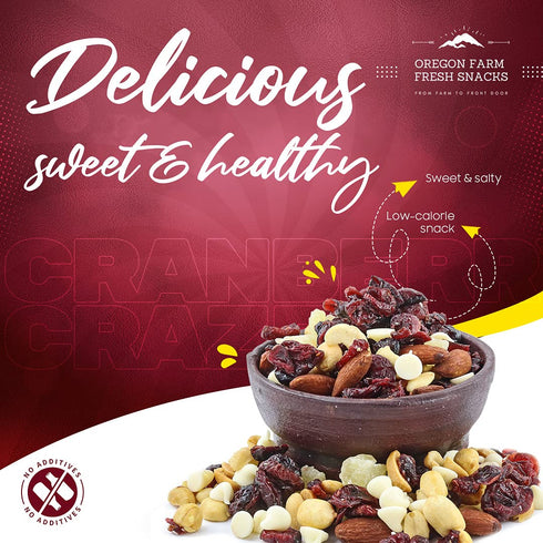 (20oz.) Oregon Farm Fresh Snacks Cranberry Craze Nuts Mix - Sweet and Salty Snacks with Dried Pineapple, Cranberries