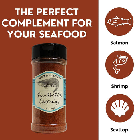5.25 oz) Fin N' Fish Seasoning from Braswell's Food Co. Select Seafood Condiments (Fin N Fish seasoning