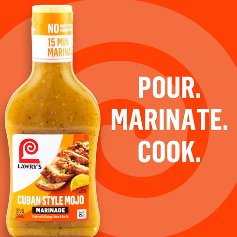 15 12 oz (Pack 6) Lawry's Marinade, Cuban Style Mojo, Minute Marinade, No High Fructose Corn Syrup, Made with Orange