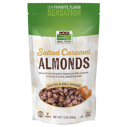 NOW Foods, Salted Caramel Almonds, Dry Roasted, Crafted in Small Batches, 12-Ounce