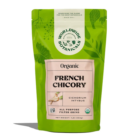Worldwide Botanicals Organic French Chicory Root, 1 Pound - Brew Like Coffee,