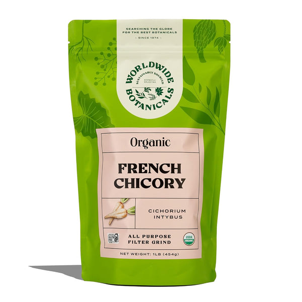 Worldwide Botanicals Organic French Chicory Root, 1 Pound - Brew Like Coffee,