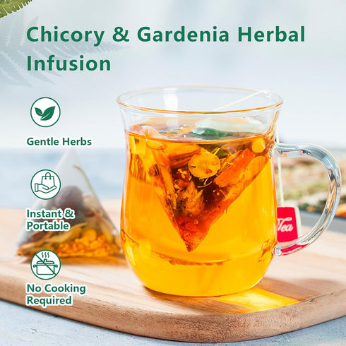 (12 Count) (1pc) Chicory and Gardenia Herbal Tea Bags Caffeine Free, Sugar Free Botanical Tea with Honeysuckle
