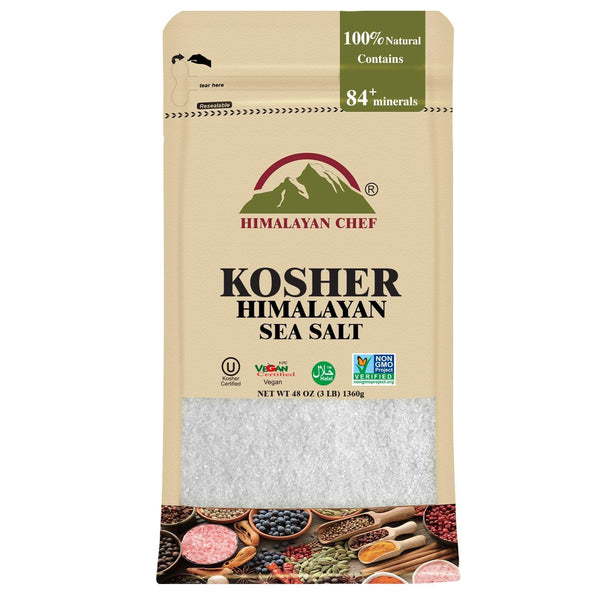 Himalayan Chef Kosher Sea Salt, Fine Grain, Non-Iodized, All Natural - 48 Ounce (Pack of 2)