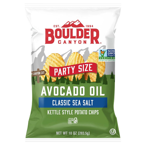 BOULDER CANYON Avocado Oil Classic Sea Salt Kettle Style Potato Chips, 10