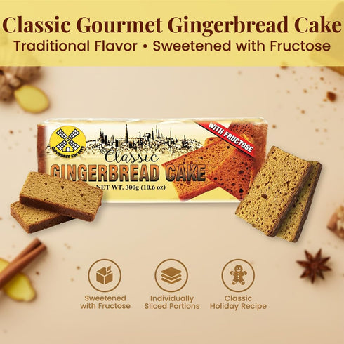 Gourmet Sweets Classic Gingerbread Cake with Fructose - Traditional Gingerbread Treats with Soft Texture for Daily Tea