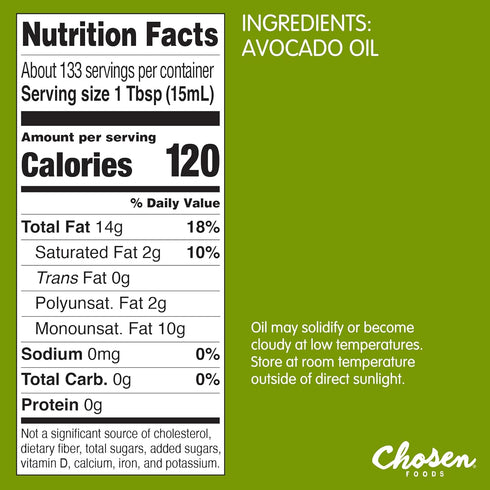 2 100% 67.6 Oz (Pack 1) Chosen Foods Avocado Oil, Liter - All Purpose Cooking Oil made from Pure Avocados - Non-GMO