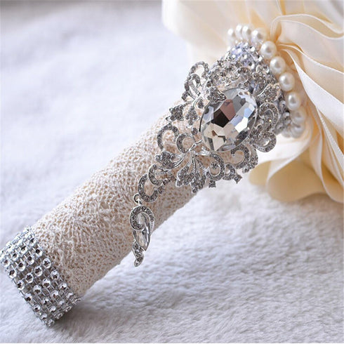 Jackcsale Wedding Bouquet - Bride & Bridesmaid Bouquet with Creamy & White Flowers for Valentine's Day